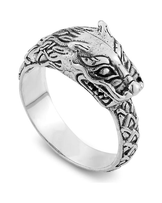 Samuel B. Metallic Engraved Dragon Ring