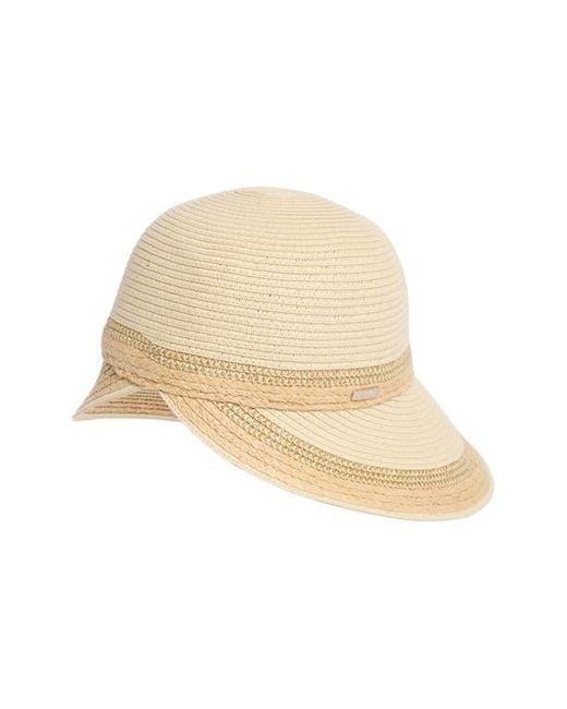 Calvin Klein Natural Metallic Raffia Straw Reader Hat