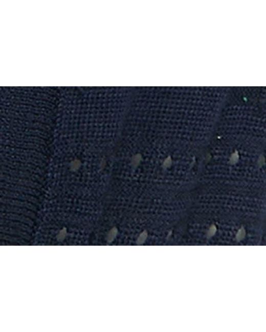 Nina Leonard Blue Open Stitch Short Sleeve Bolero