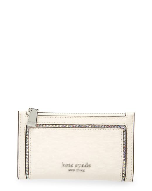 Kate Spade Natural Morgan Crystal Saffiano Leather Wallet
