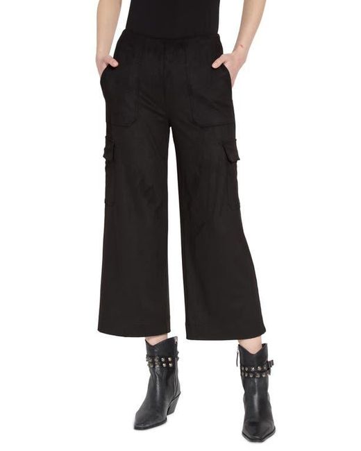 Lyssé Women's Black Anita Faux Suede Crop Cargo Pants
