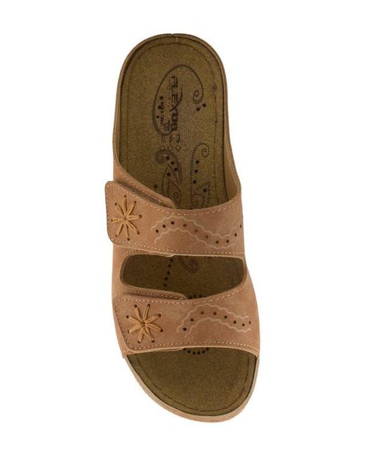 Flexus by Spring Step Brown Double Strap Wedge Sandal