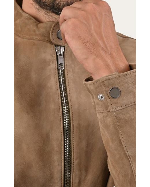Frye Brown Cafe Leather Racer Jacket for men