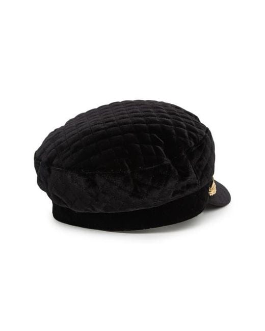 Vince Camuto Black Quilted Velvet Conductor Hat for men