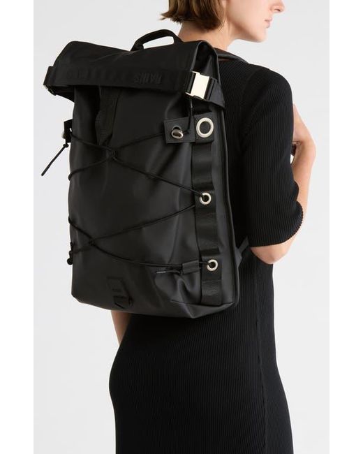 Rains Black Trail Cord Rolltop Backpack