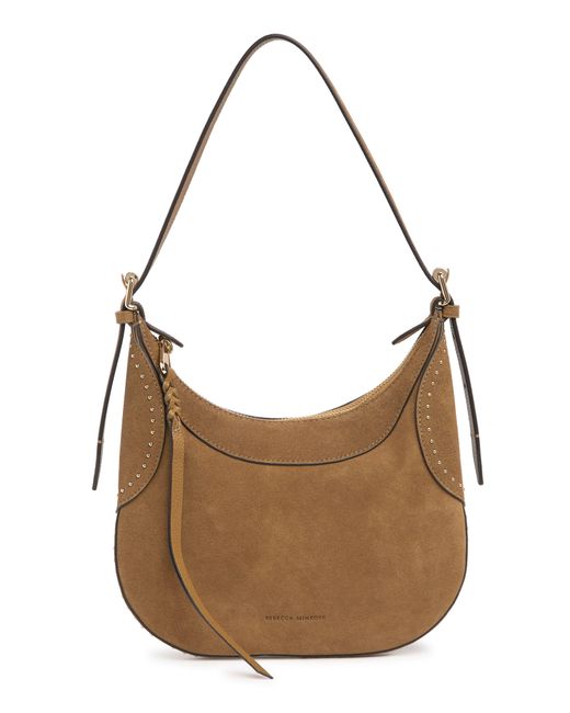 Rebecca Minkoff Brown Pippa Studded Suede Small Hobo Bag In Military At Nordstrom Rack