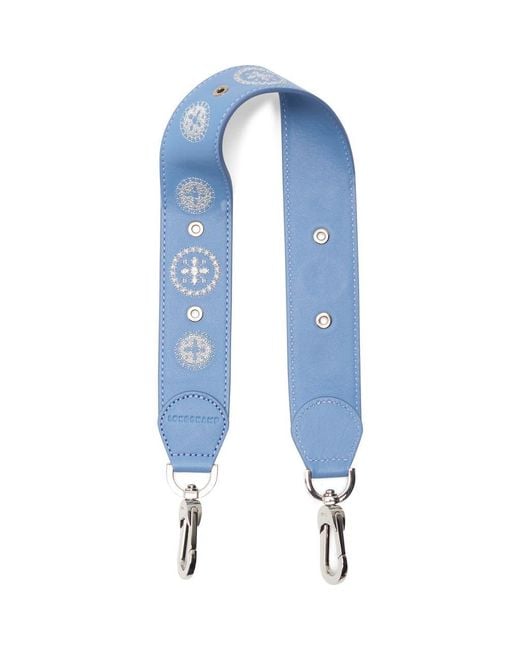 Longchamp Blue Studded Leather Bag Strap for men
