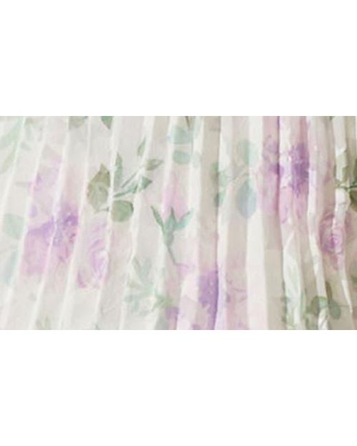 Astr Natural Emmi Floral Print Ruffle Dress