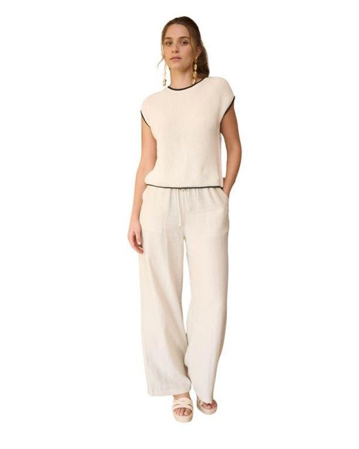 Blu Pepper Natural Cap Sleeve Button Back Sweater