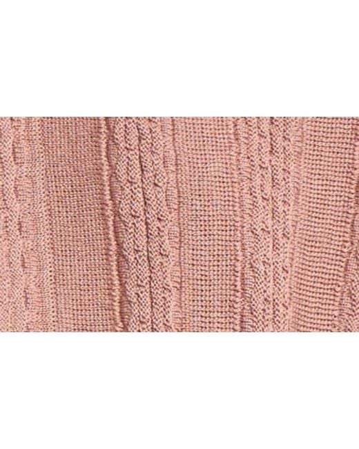 Misook Pink Heritage Braided Cable Soft Knit Jacket