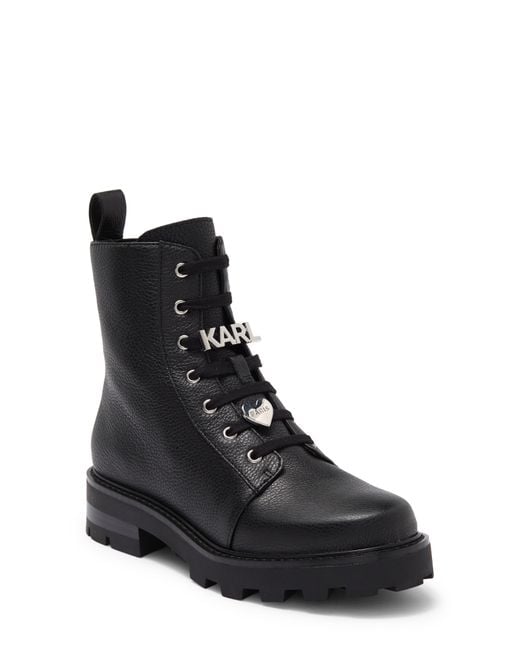 Karl Lagerfeld Black Monica Combat Boots