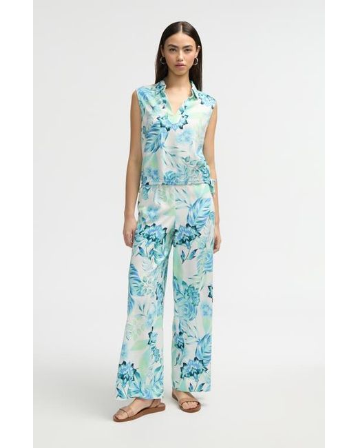 NVLT Blue Sleeveless Drawstring Hem Top