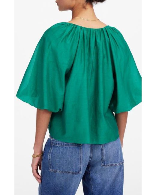 Madewell Green Bubble Sleeve Top