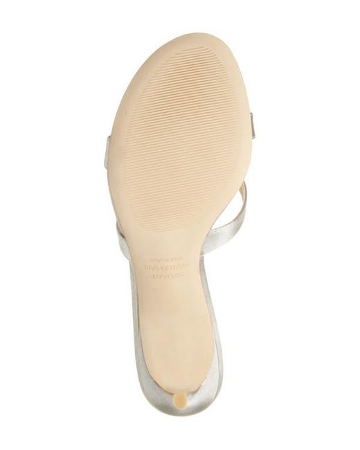 Stuart Weitzman White Soiree Sleek 75 Sandal