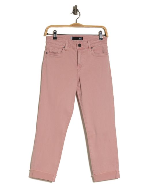 Kut From The Kloth Pink Amy Crop Straight Leg Roll-up Jeans