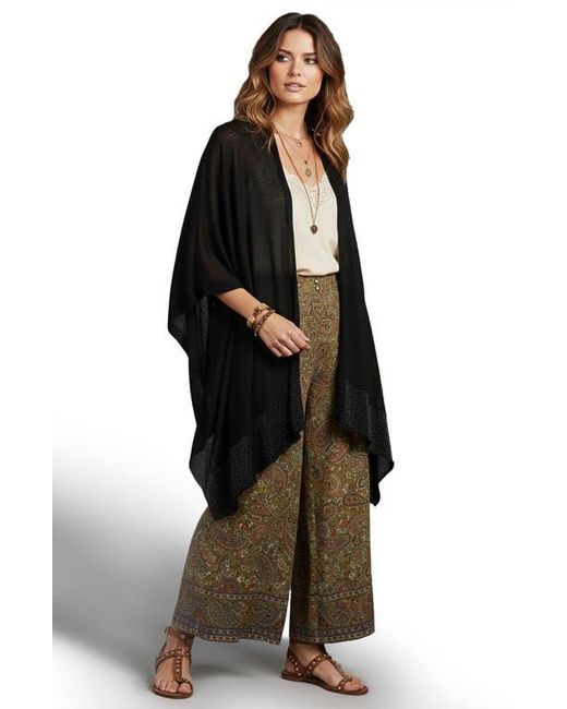 Saachi Black Luxe Open Front Duster Coverup