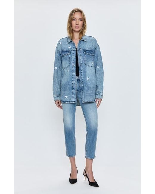 Pistola Mandy Star Embroidered Oversize Denim Shirt Jacket