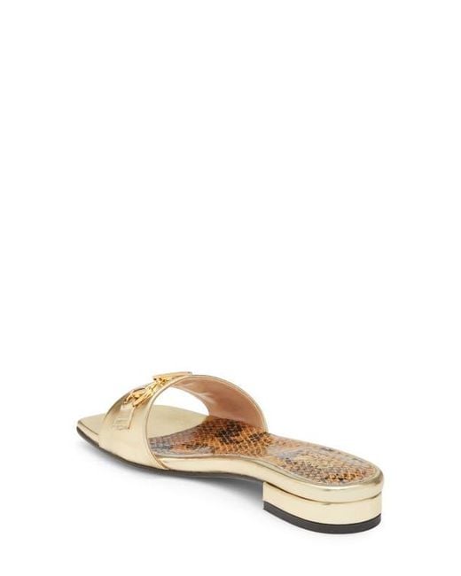 Roberto Cavalli Metallic Flat Slide Sandal
