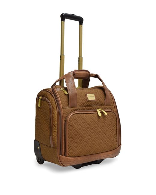 Adrienne Vittadini Brown Quilted Nylon Under The Seat Roll Bag