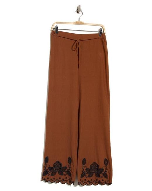 Ellen Tracy Brown Embroidered Pants