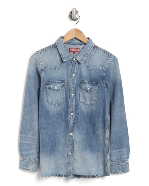 Lucky Brand Legend Western Embroidered Long Sleeve Denim Button-down Shirt  in Blue