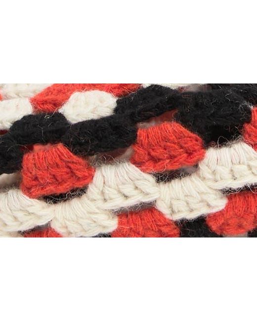 Ganni Red Lambswool Crochet Beret