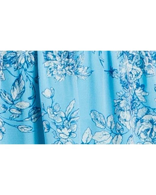 Max Studio Blue Floral Tiered Midi Dress