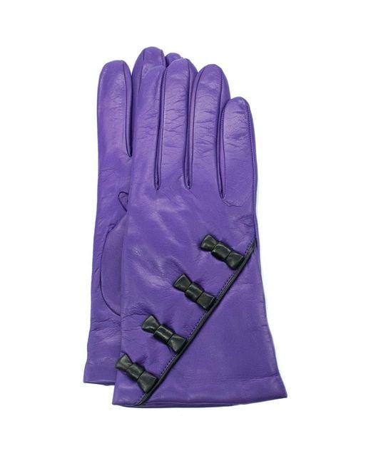 Portolano Purple Bow Leather Gloves