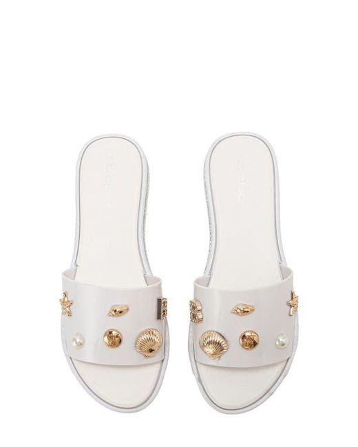 Bebe White Charm Slide Sandal