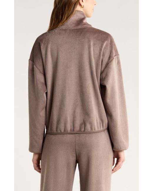 Zella Brown Plush Rib Jacket