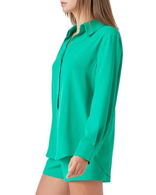 Endless Rose Green Solid Button-Up Shirt