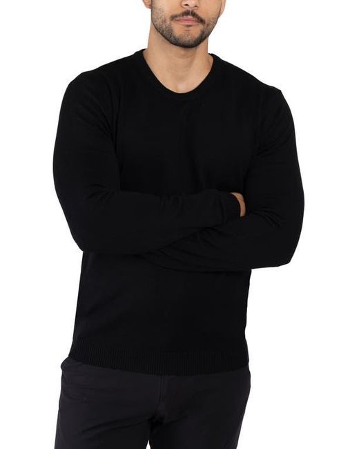 Xray Jeans Black Crewneck Knitted Viscose-Blend Pullover Sweater for men