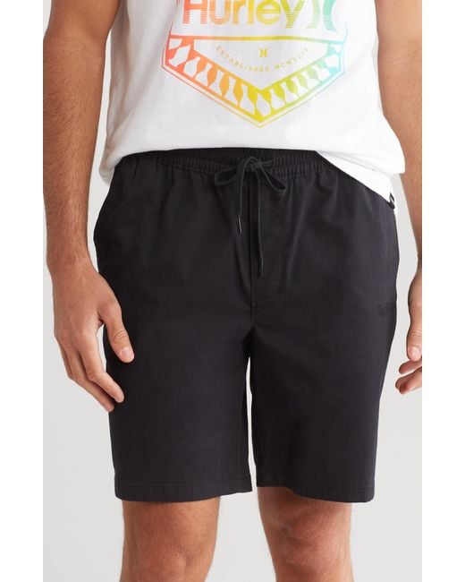 Hurley Black Stretch Cotton Twill Shorts for men