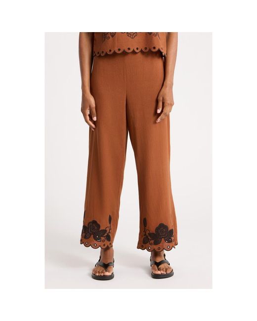 Ellen Tracy Brown Embroidered Pants