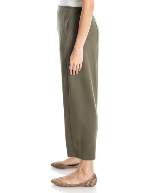 Max Studio Green Twill Knit Barrel Leg Pants