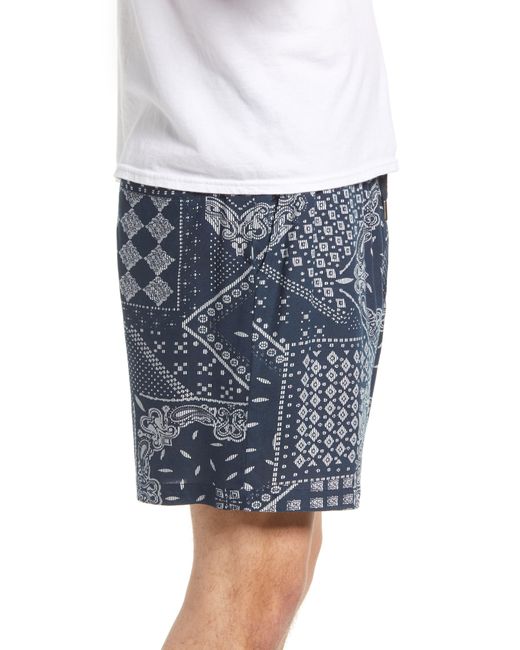 Native Youth Blue Bandana Tile Shorts for men