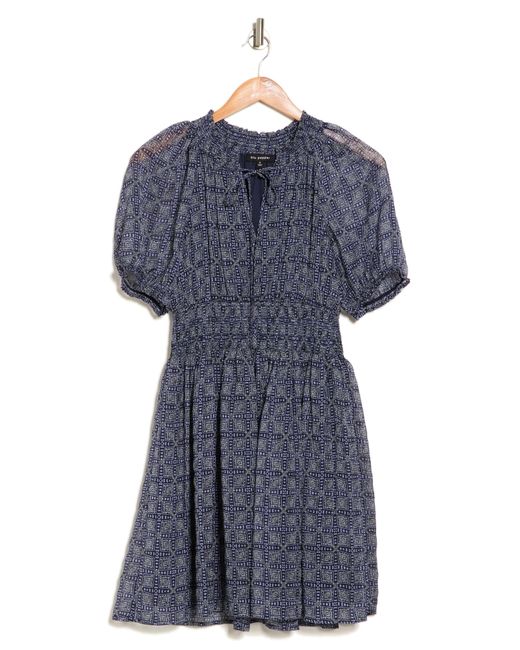 Blu Pepper Puff Sleeve Tie Neck Dress in Blue Lyst