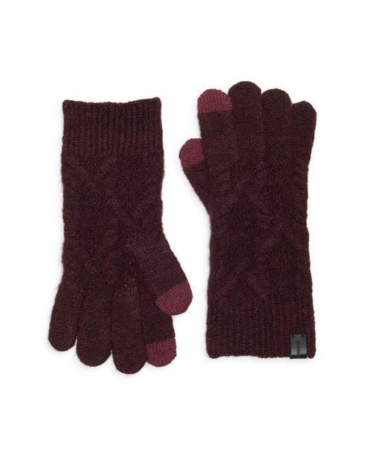 AllSaints Purple Cable Knit Gloves