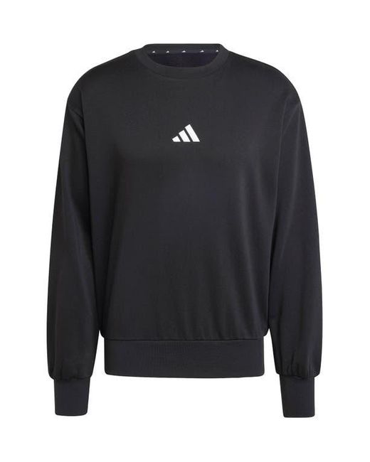 Adidas Black Essentials Feelcozy Fleece Crewneck Sweatshirt for men