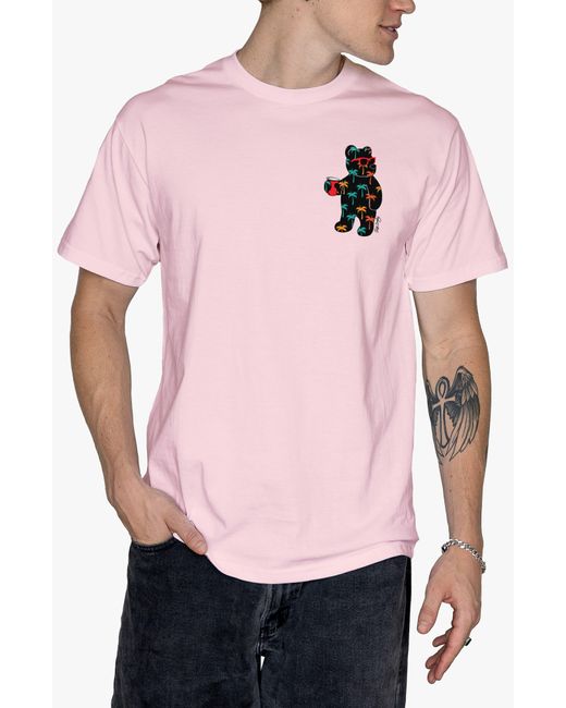 Riot Society Pink Palms Bear 2.0 Graphic T-shirt for men
