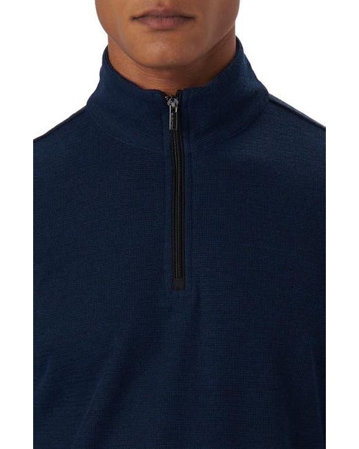 Bugatchi Blue Quarter Zip Pullover for men