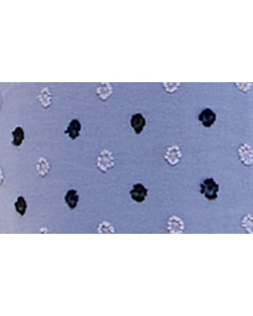 Nina Leonard Blue Swiss Dot Cap Sleeve Midi Shirtdress