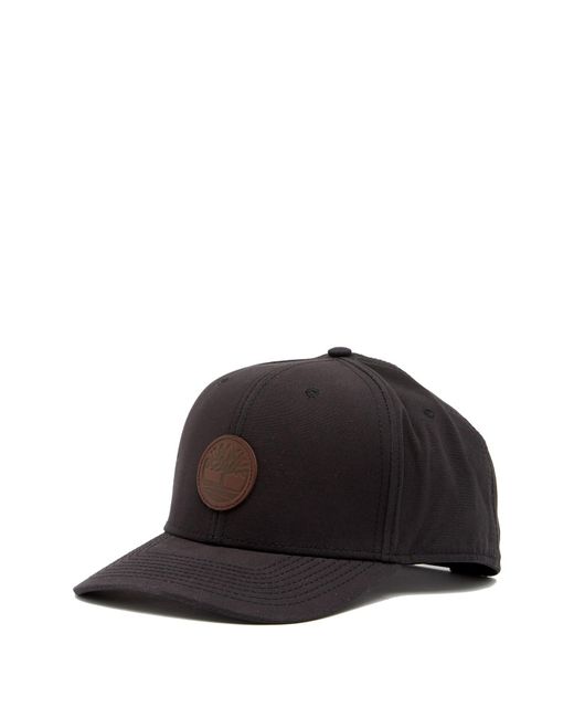 Timberland Black 6-panel Leather Patch Baseball Cap for men