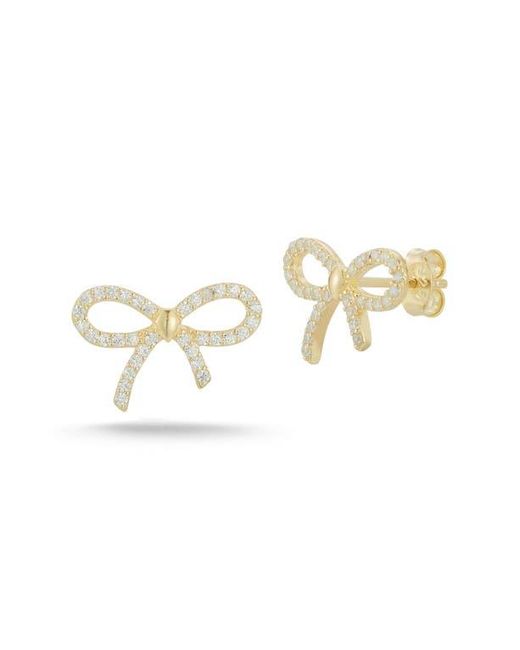 Glaze Jewelry Metallic Cubic Zirconia Bow Stud Earrings
