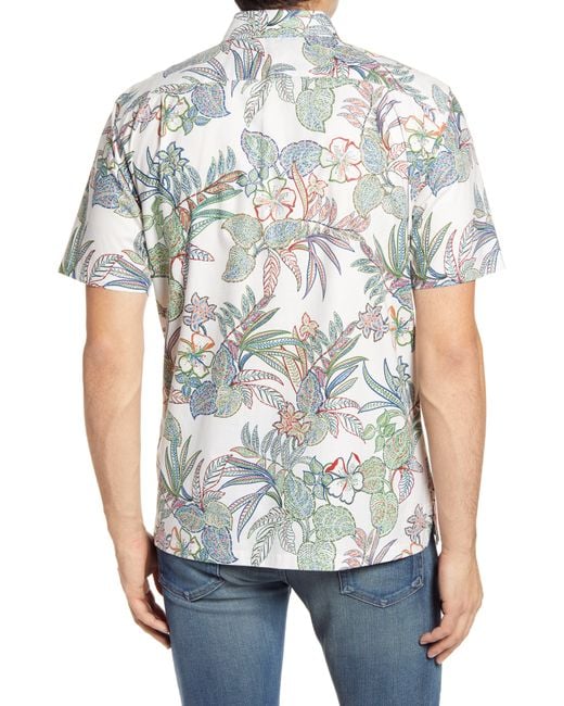 Tori Richard White Bargello Floral Short Sleeve Button-up Shirt for men
