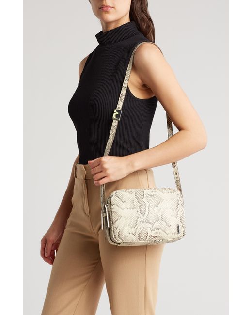 thacker Shay Snakeskin Embossed Leather Crossbody Camera Bag in Natural