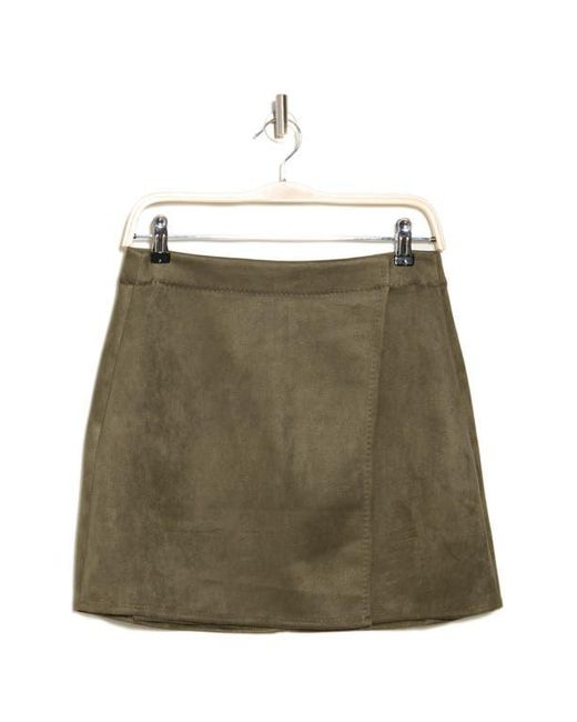 Max Studio Green Faux Suede Wrap Miniskirt