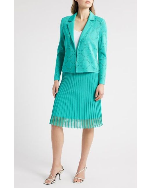 Ming Wang Blue Burnout Knit Jacket