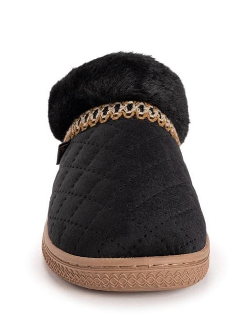 Muk Luks Black Charlee Faux Fur Clog Slipper