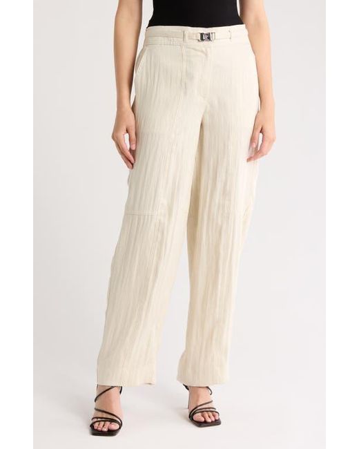 Donna Karan Natural Belted High Waist Wide Leg Pants